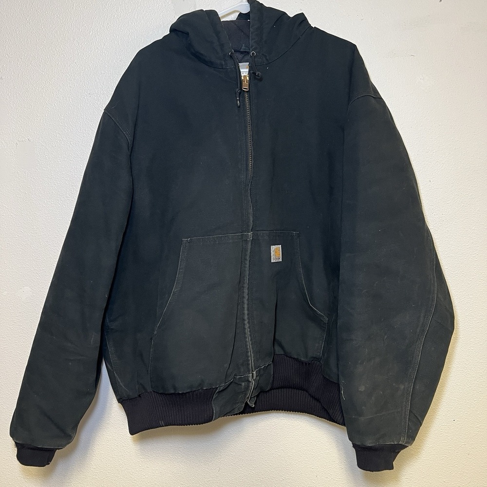 VTG Carhartt Jacket Mens XL J140 BLK Distressed Faded Thrashed Duck Canvas Coat